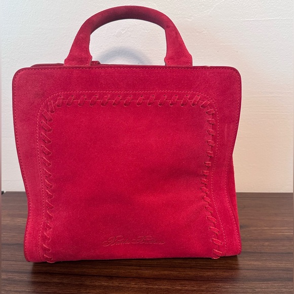 Brooks Brothers Vibrant Red Suede Satchel made in Italy. - Picture 1 of 11